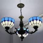 Lámparas azules del estilo de Tiffany de la lámpara del hierro labrado que cuelgan la luz