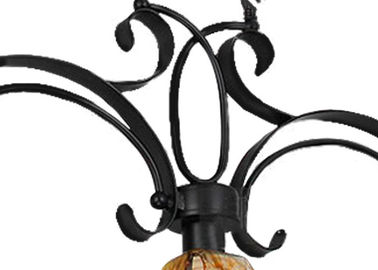 Luz única/rústica/retra de la sombra de la lámpara de cristal ambarina del hierro labrado del estilo 3, base E27