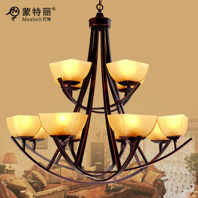 Iluminación moderna ligera con la cadena, altura simple de la lámpara del hierro labrado 12 del estilo los 89cm