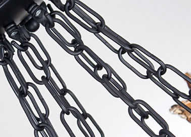 Lámpara decorativa casera ligera del hierro labrado del negro 8 con la sombra de cristal ambarina