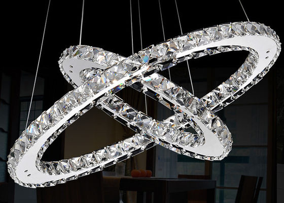 Lámpara cristalina de lujo contemporánea K9 del círculo doble 31 vatios para la iluminación de la ejecución de la decoración