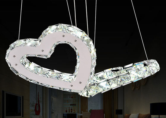 Lámpara cristalina de lujo moderna en forma de corazón dual con la cadena ajustable de los 75cm