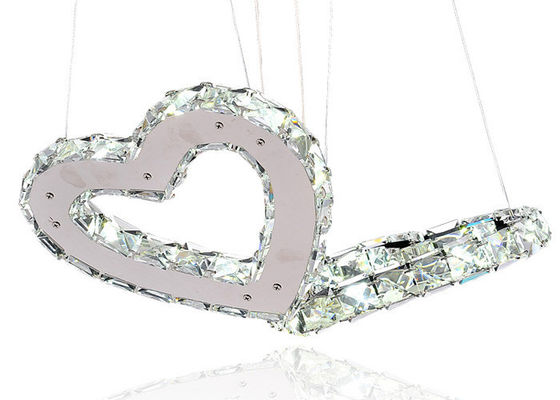 Lámpara cristalina de lujo moderna en forma de corazón dual con la cadena ajustable de los 75cm