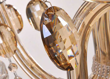 Lámpara cristalina de lujo del coñac ligero 10, lámparas pendientes de cristal modernas