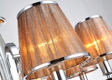 Crome la luz contemporánea de lujo interior ligera/la lámpara de 5 lámparas con la sombra de la tela
