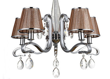 Crome la luz contemporánea de lujo interior ligera/la lámpara de 5 lámparas con la sombra de la tela