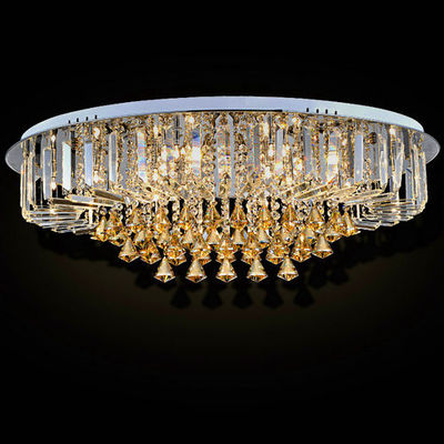 Luz de techo cristalina de lujo redonda de encargo con el descenso de cristal de la perla para el hogar/la sala de estar