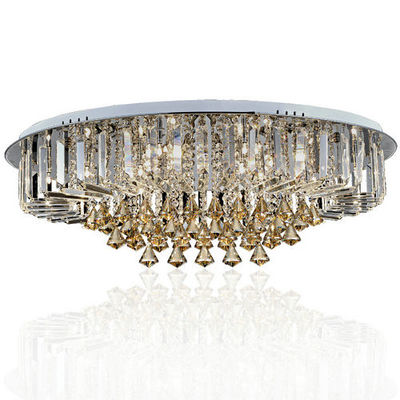 Luz de techo cristalina de lujo redonda de encargo con el descenso de cristal de la perla para el hogar/la sala de estar