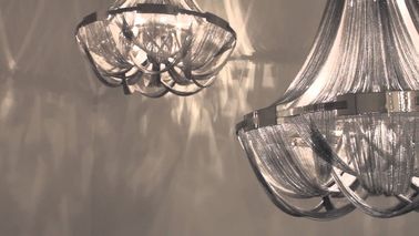 Iluminación interior de la suspensión de la cadena del metal del cromo de las lámparas modernas grandes de lujo de los chalets