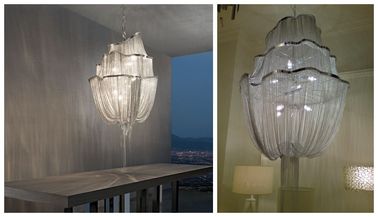 Iluminación de cadena de la lámpara de las lámparas contemporáneas de plata del hotel