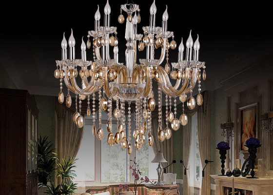 Lámparas grandes modernas de cristal del hotel del arte de lujo con el coñac electrochapado 1500W
