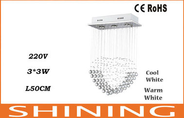 Luz cristalina pendiente del comedor, 3pcs * la lámpara de 3W se enciende
