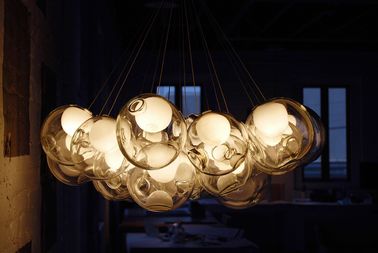 Lámpara pendiente colorida de cristal doble creativa de las luces de techo de la ejecución de la cubierta LED G9