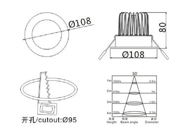 1320Lm 12 vatio Downlights de aluminio/Downlights ahuecado llevado residencial